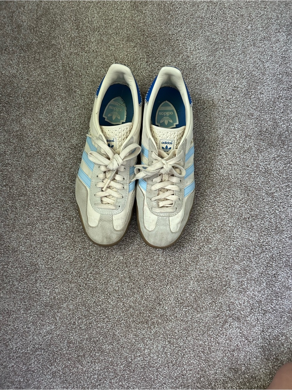 adidas White & Light Blue Retro Trainer Sneakers